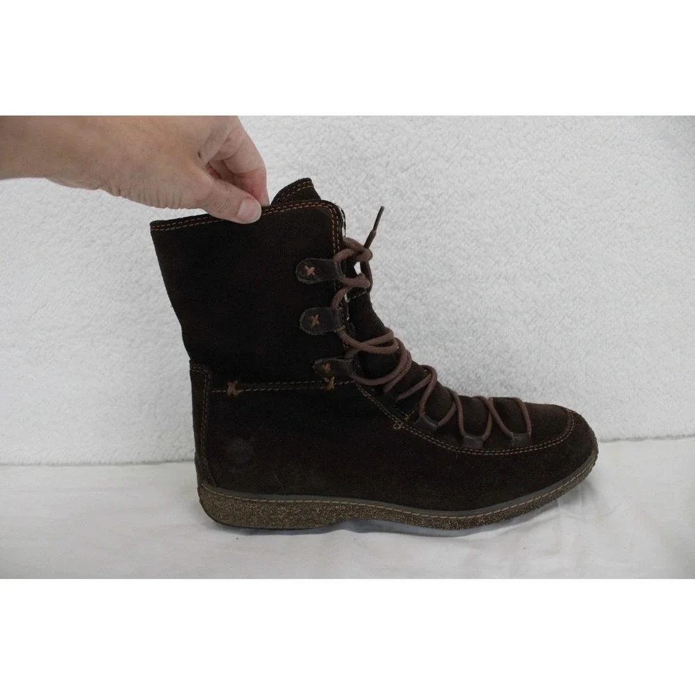 Timberland‎ Womens 10M Dark Brown Suede Lace Up Fleece Lined Winter Boots 69318